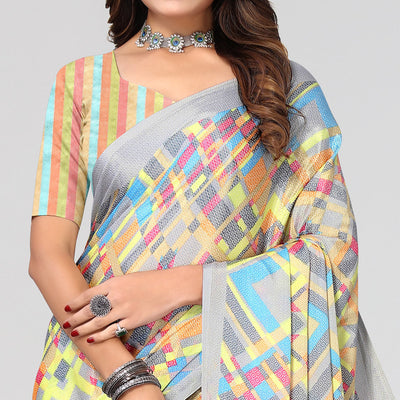 grey-geometric-printed-chiffon-saree