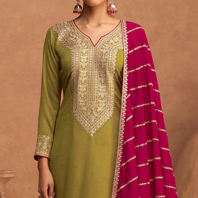 green-floral-sequins-embroidered-art-silk-semi-stitched-suit
