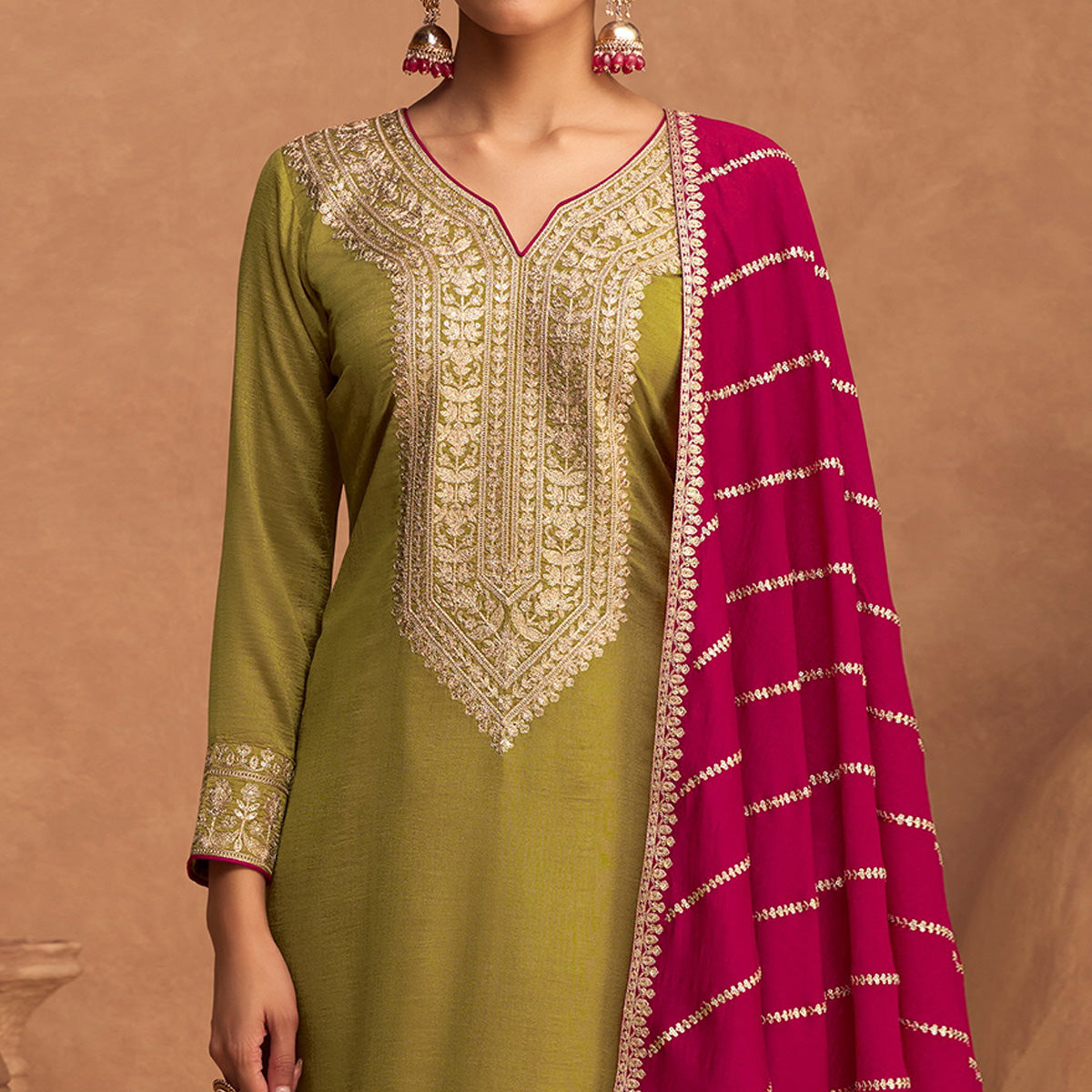 green-floral-sequins-embroidered-art-silk-semi-stitched-suit