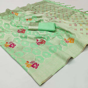 green-woven-jacquard-saree-with-tassels-2