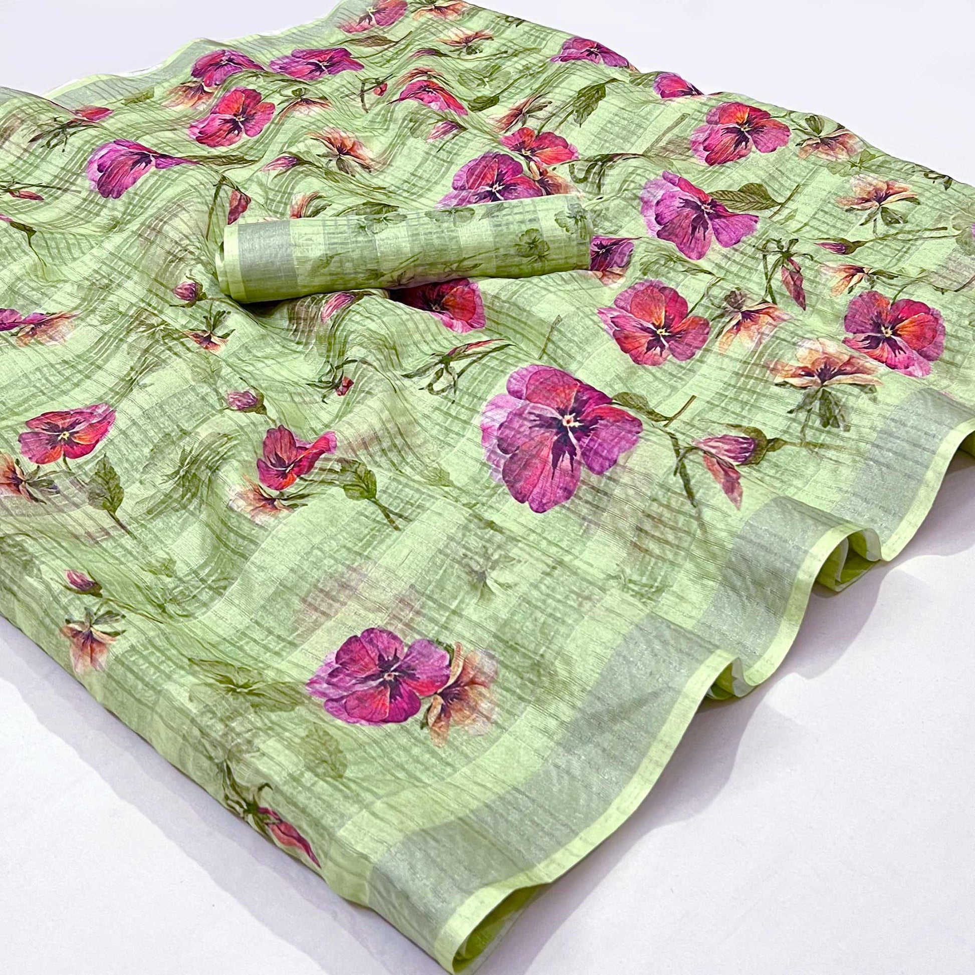 green-floral-digital-printed-cotton-silk-saree
