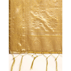 Mehendi Green Woven Organza Silk Saree With Tassels