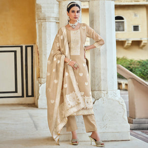 Light Brown Woven Pure Cotton Suit