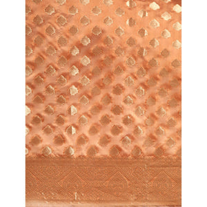 Brown Woven Organza Silk Saree With Tassels
