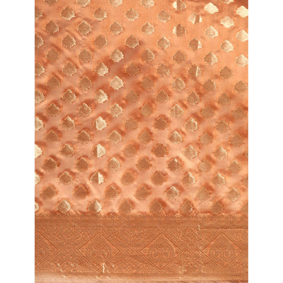 Brown Woven Organza Silk Saree With Tassels