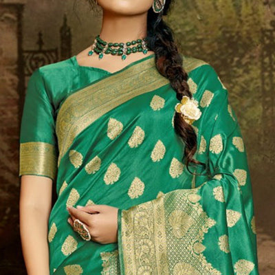 green-woven-banarasi-silk-saree-with-tassels-2