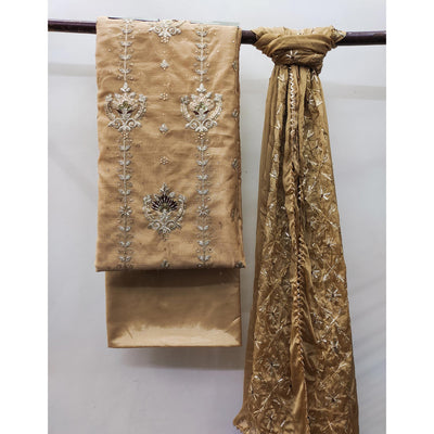 Chikoo Sequins Embroidered Modal Dress Material