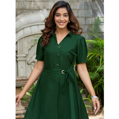 green-solid-cotton-dress