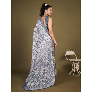 grey-floral-printed-jute-saree-with-tassels