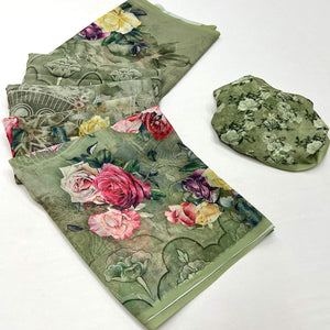 green-digital-floral-printed-georgette-saree