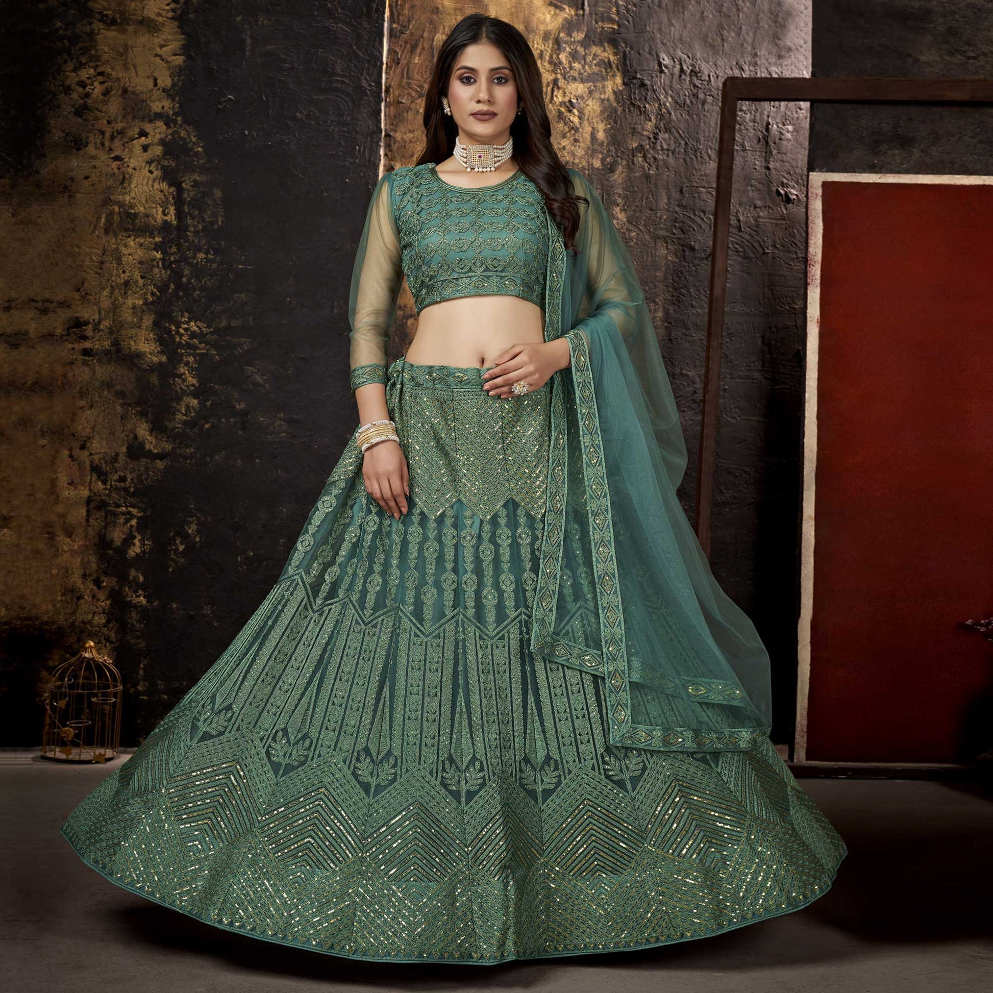 green-sequins-embroidered-net-lehenga-choli-1
