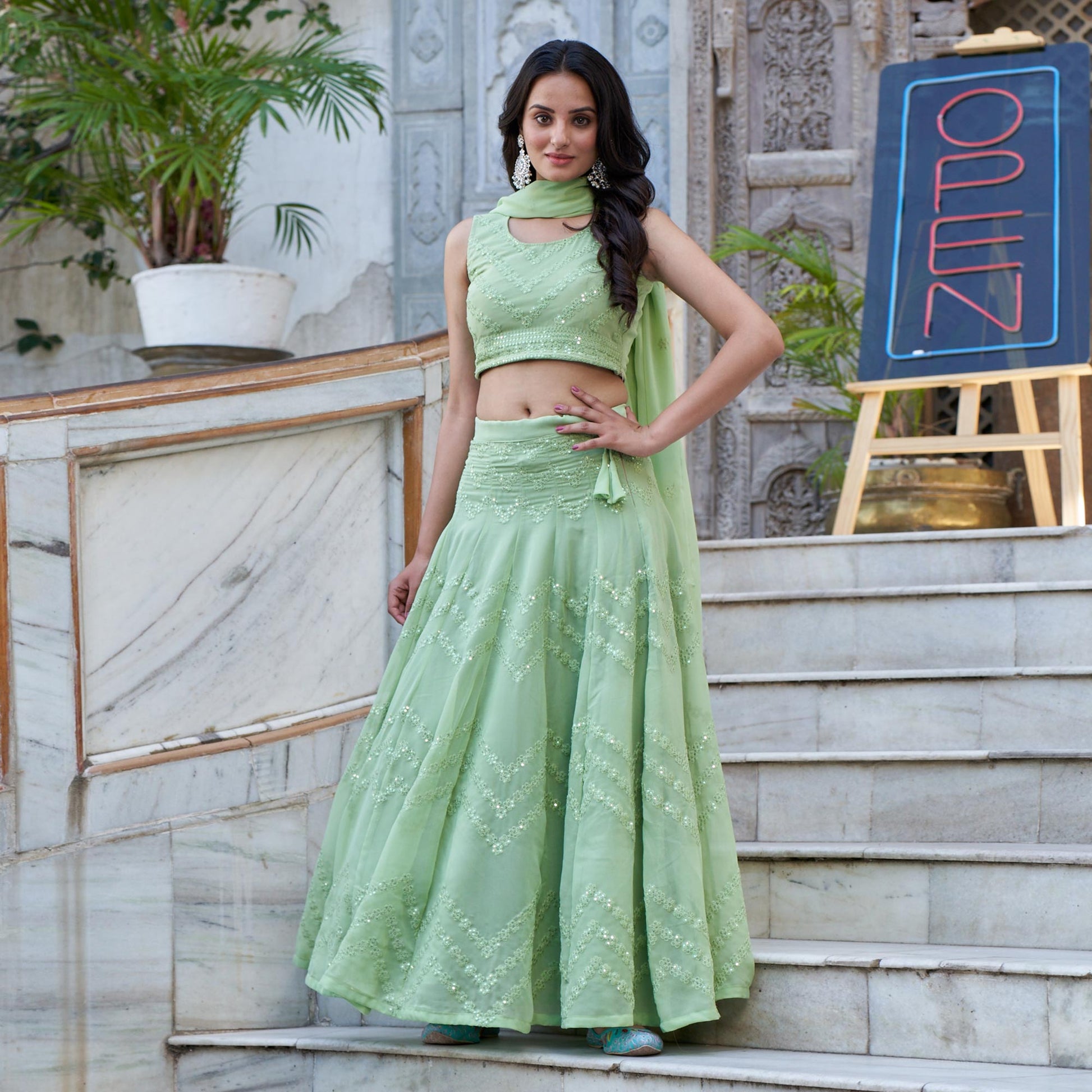 green-sequins-embroidered-viscose-georgette-lehenga-choli