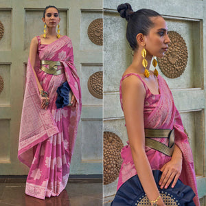 Mauve Lucknowi & Sequins Embroidered Art Silk Saree