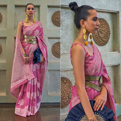 Mauve Lucknowi & Sequins Embroidered Art Silk Saree