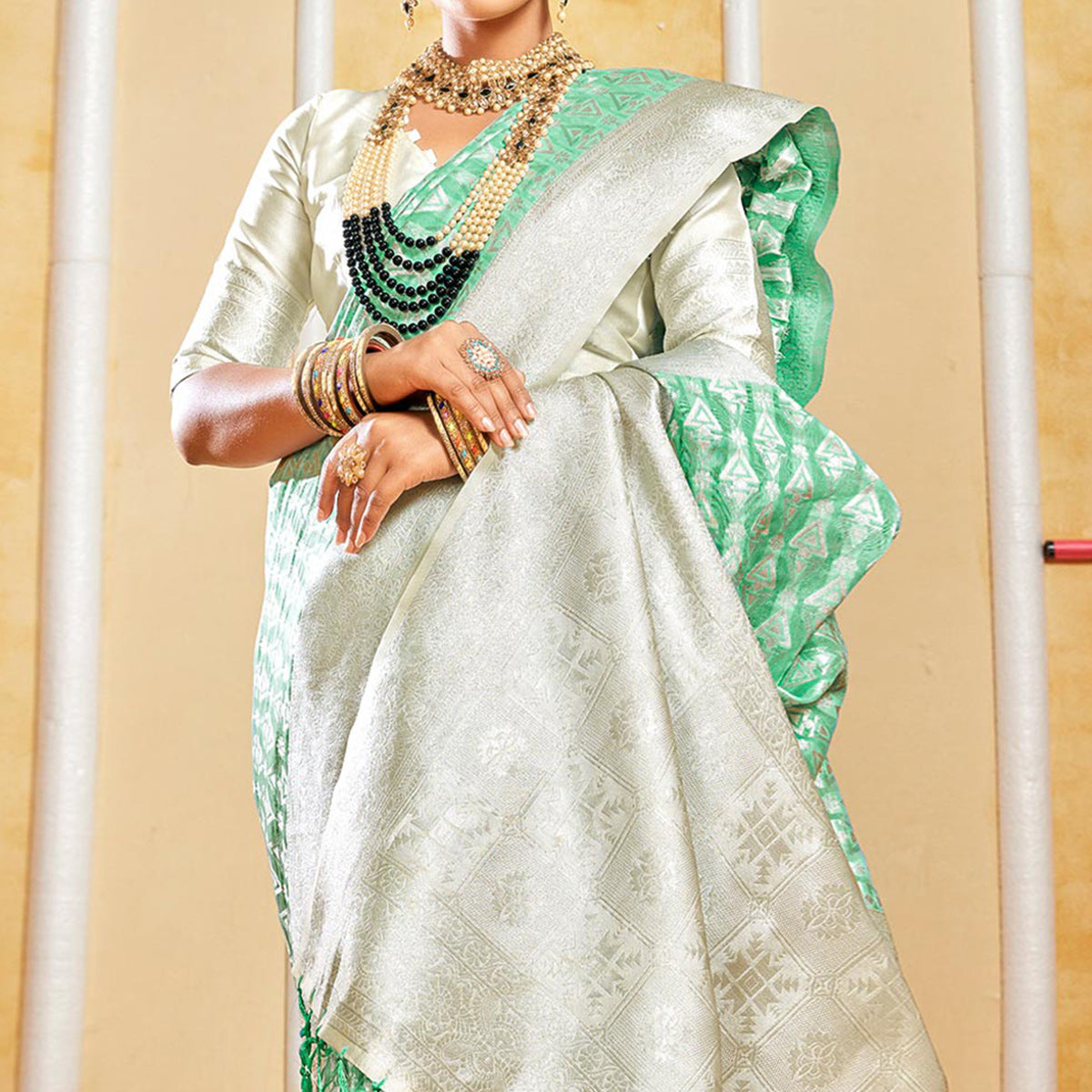 green-woven-cotton-silk-saree-with-tassels-7