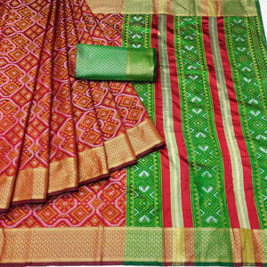 Maroon Bandhani Woven Banarasi Silk Saree