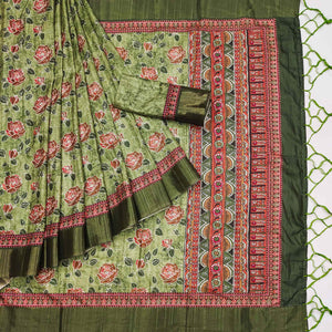 green-floral-printed-matka-tussar-saree-with-tassels