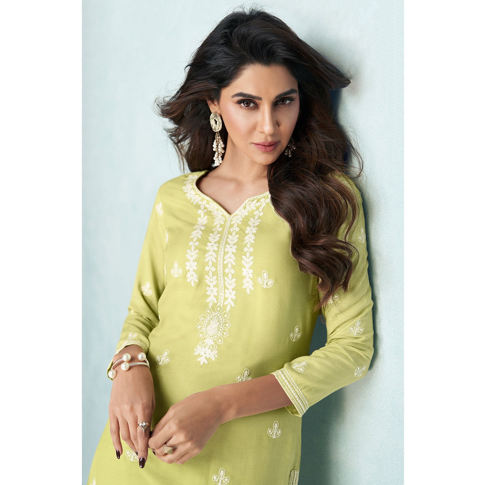 green-lucknowi-embroidered-rayon-kurti-1