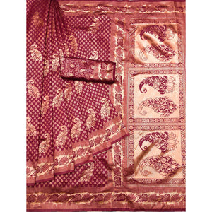 Maroon Woven Banarasi Silk Saree
