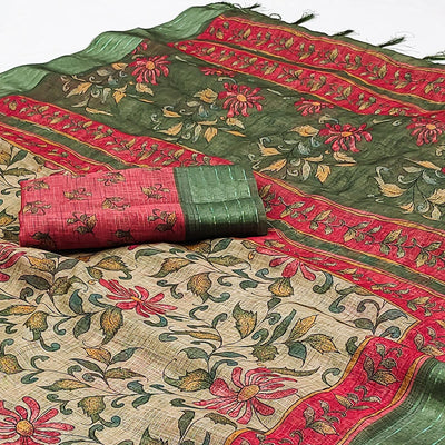 green-floral-digital-printed-poly-cotton-saree-1