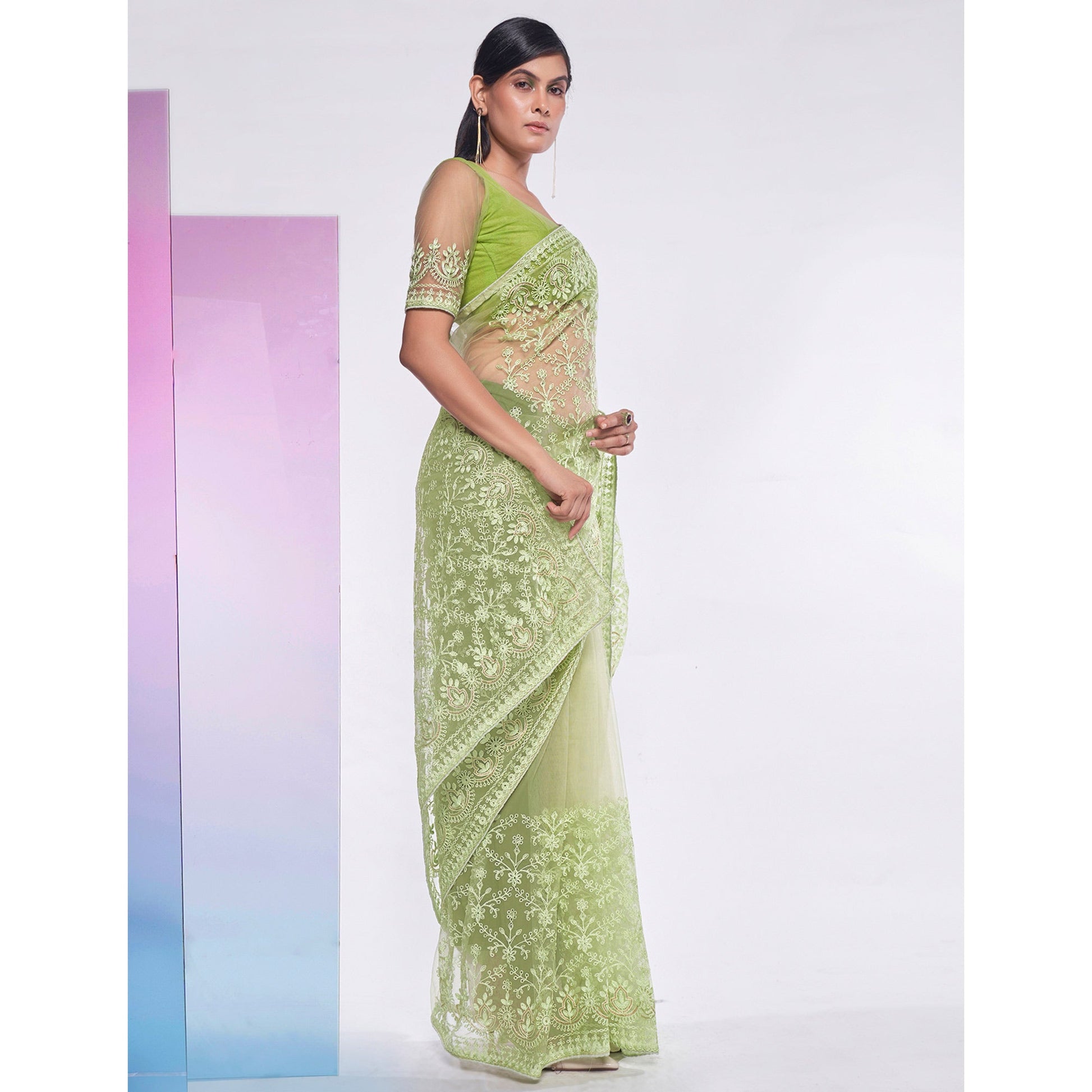 green-floral-embroidered-net-saree