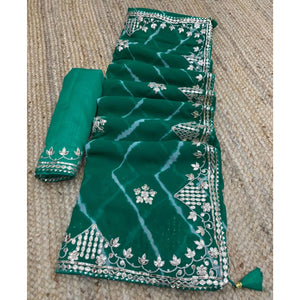 green-printed-with-gota-work-georgette-saree