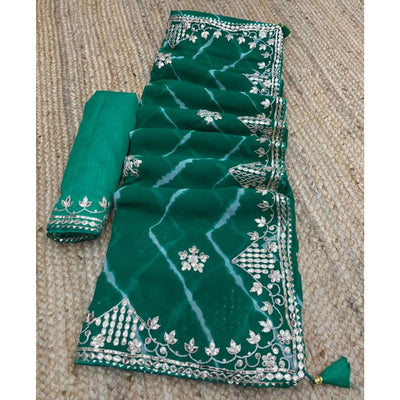 green-printed-with-gota-work-georgette-saree