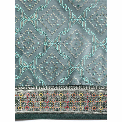 green-foil-printed-with-fancy-border-chiffon-saree