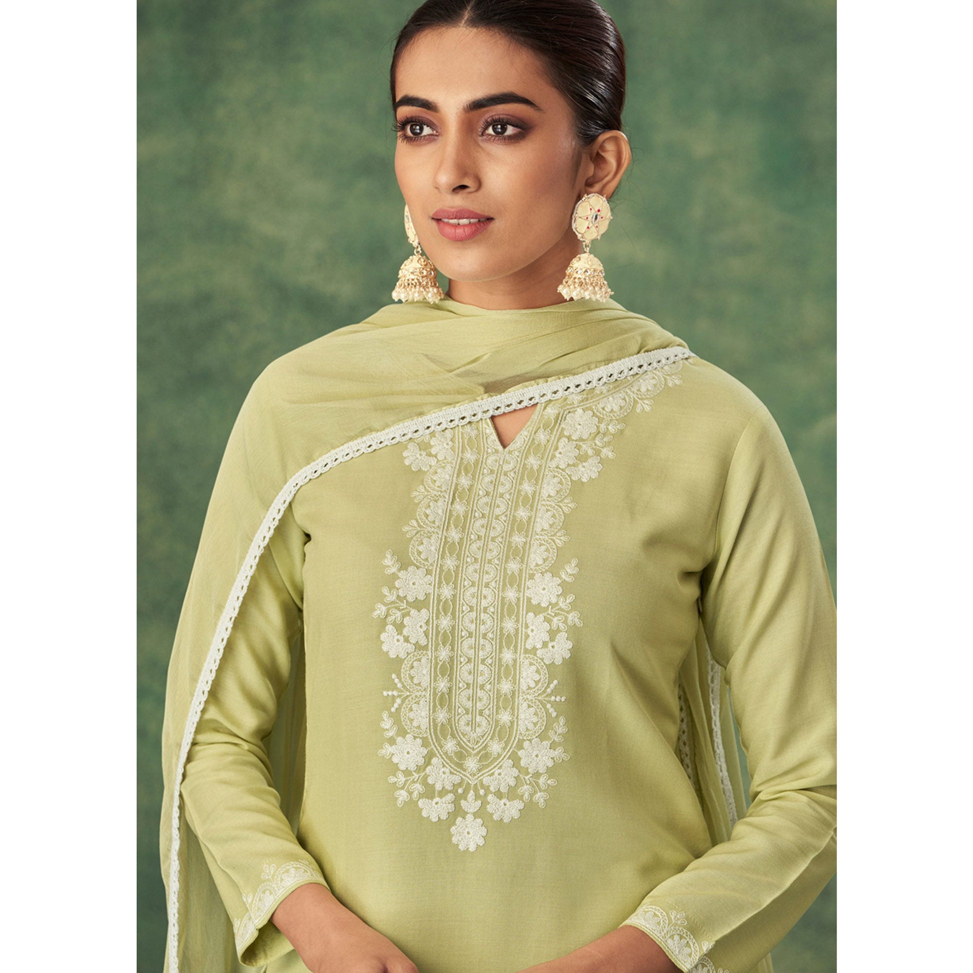 green-floral-lucknowi-rayon-palazzo-suit