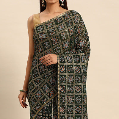 green-bandhani-foil-printed-zomato-saree-with-tassels