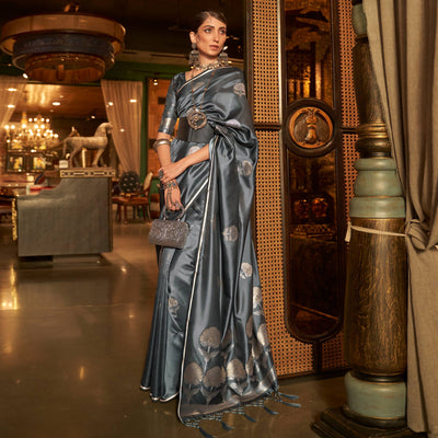 grey-floral-woven-satin-saree-with-tassels