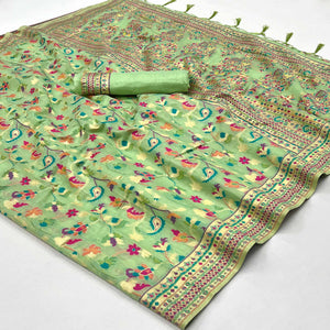 green-floral-woven-chanderi-saree