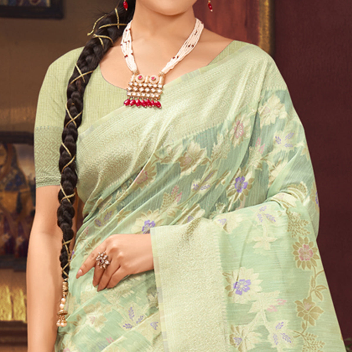 d-green-floral-woven-art-silk-saree
