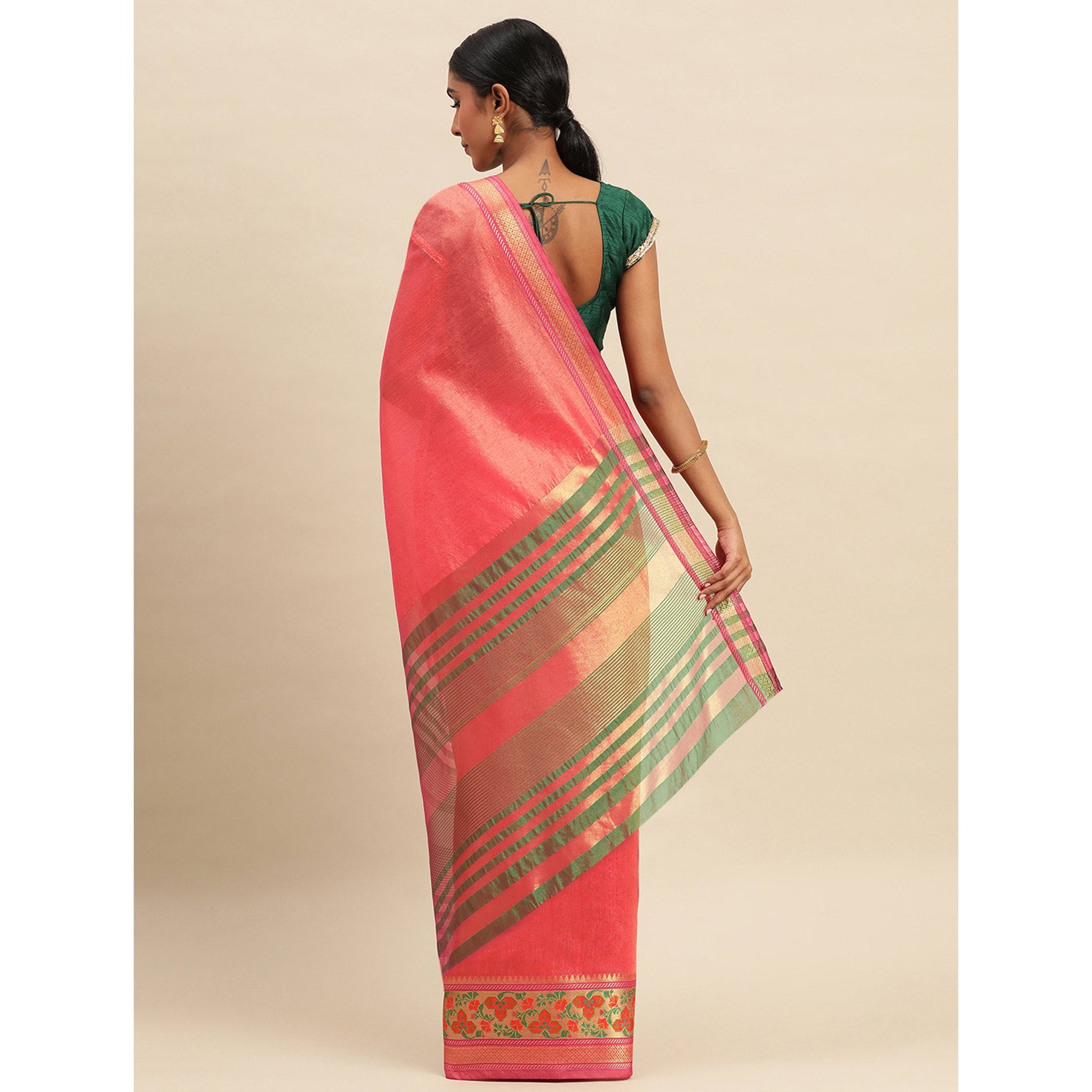 Gajari Woven Cotton Silk Saree