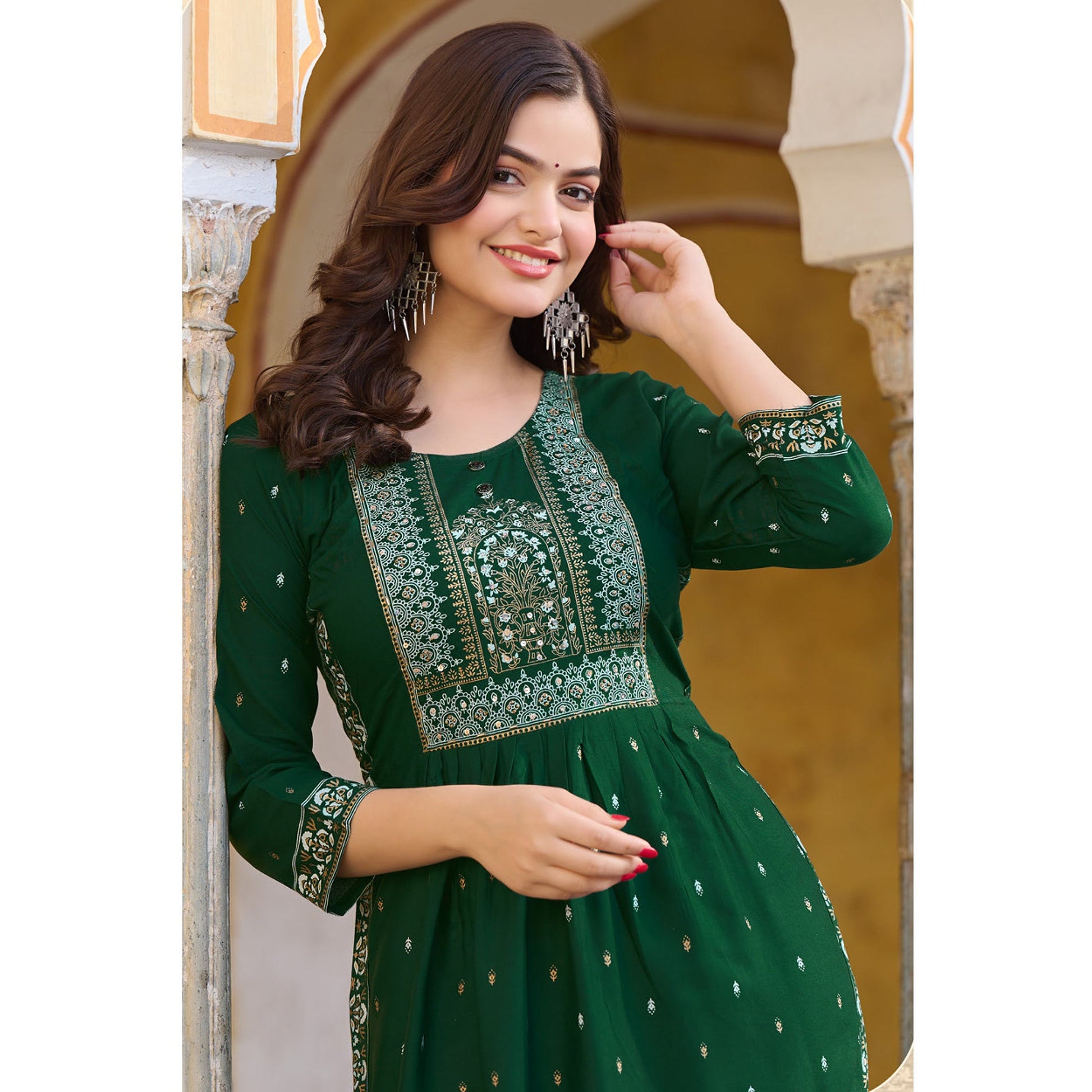 green-printed-rayon-naira-cut-kurti