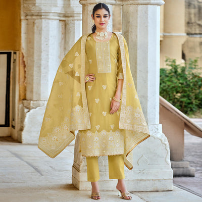 Mehendi Green Woven Pure Cotton Suit