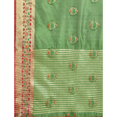Mehendi Woven Organza Saree