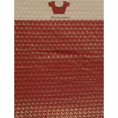 Maroon Floral Foil Printed Shimmer Saree