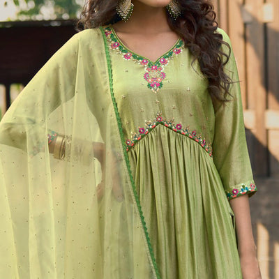 green-floral-embroidered-art-silk-naira-cut-suit