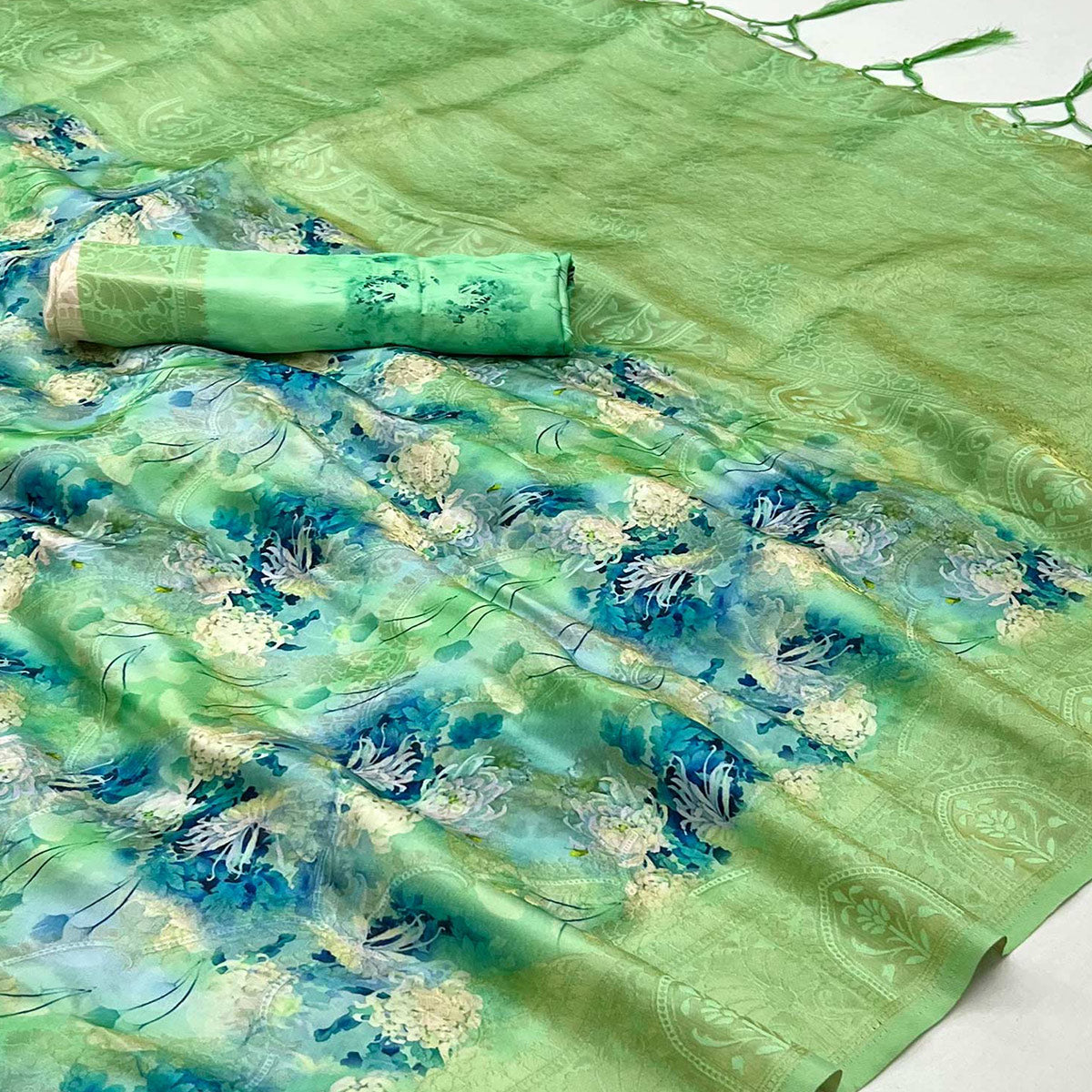 green-floral-digital-printed-jacquard-saree-1