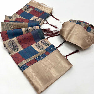 Multicolor Floral Digital Printed Pure Cotton Saree