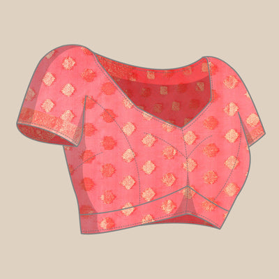 Gajari Pink Woven Organza Silk Saree With Tassels