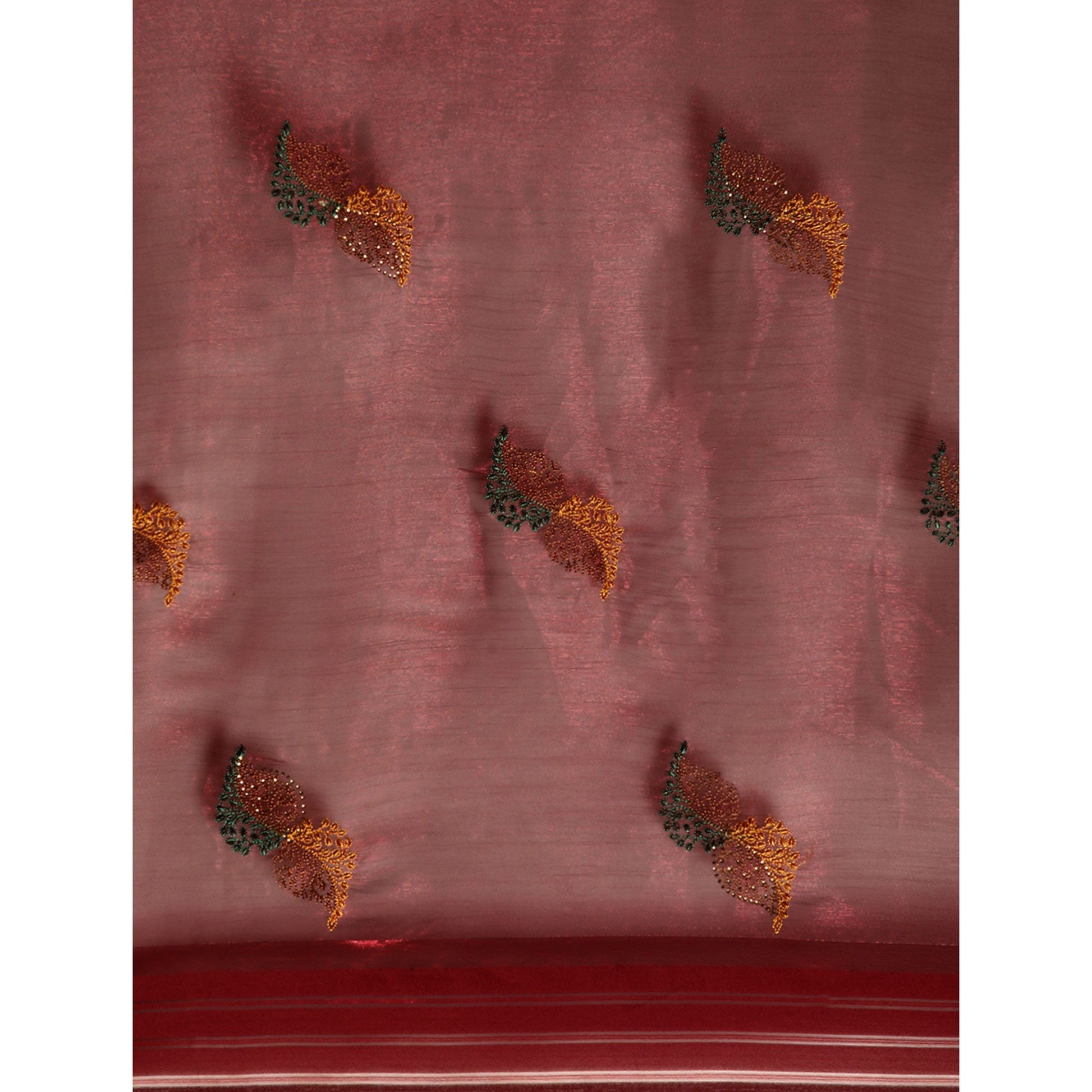 Maroon Swarovski With Embroidery Work Chiffon Saree