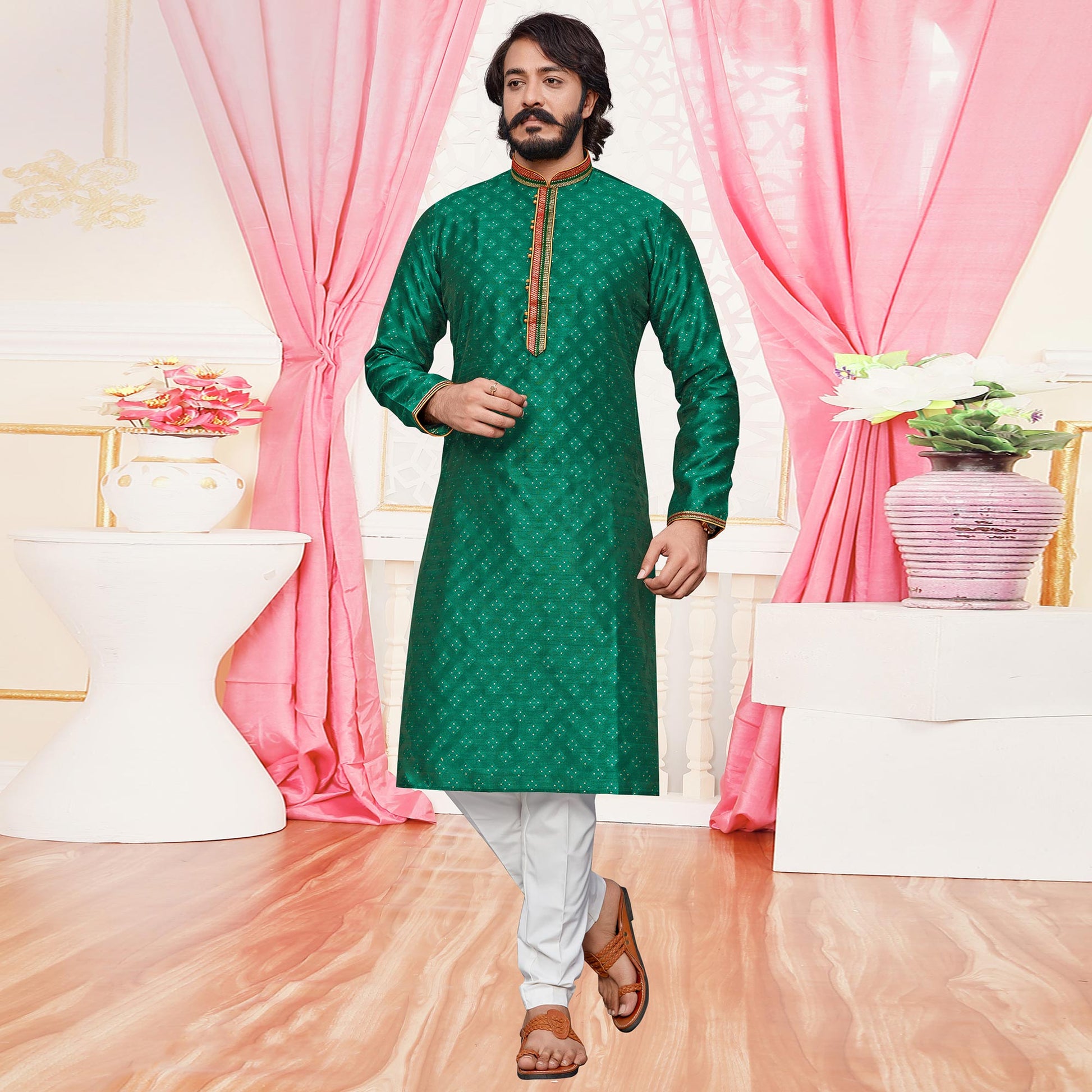 green-woven-jacquard-kurta-pyjama-set-3