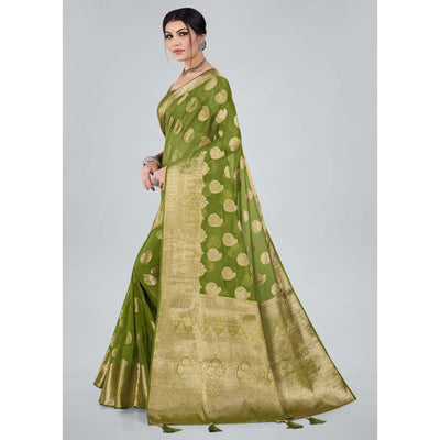 green-woven-organza-saree-with-tassels-2
