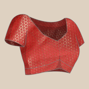 Dark Red Foil Printed With Swarovski Georgette Saree