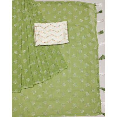 green-foil-printed-georgette-saree-4