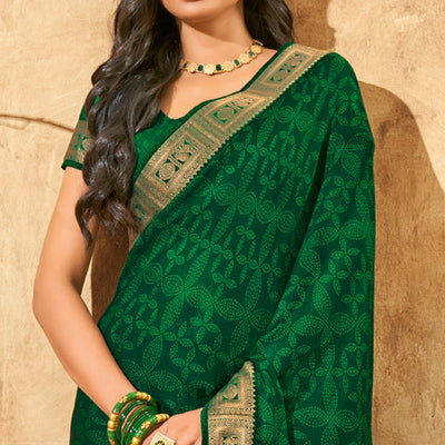green-printed-chiffon-saree-with-brocade-lace