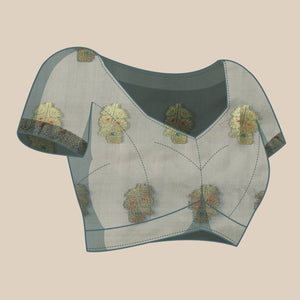 Grey Woven Organza Saree