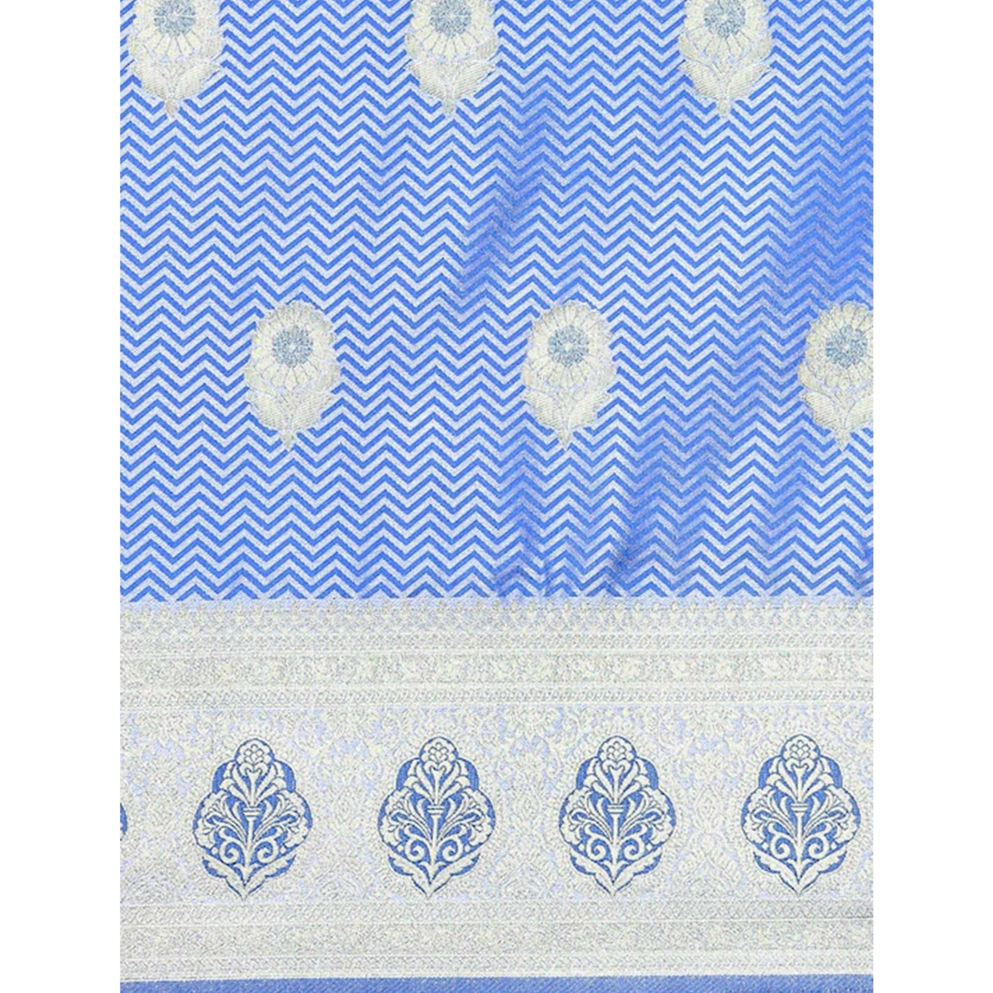 Blue Woven Kanjivaram Silk Saree WithTassels